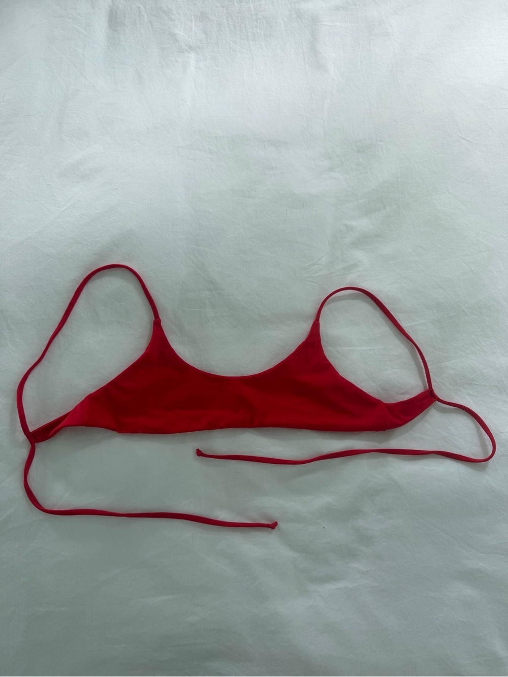 Women's Red Bralette Bikini Top - Classic Tie-Back